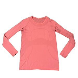 Lululemon Shirt Womens 12 Pink Swiftly Tech‎ Top Thumb Holes Running Yoga EUC